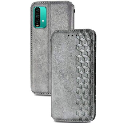 Кожаный чехол книжка GETMAN Cubic (PU) для Xiaomi Redmi Note 9 4G / 9 Power / Redmi 9T Серый