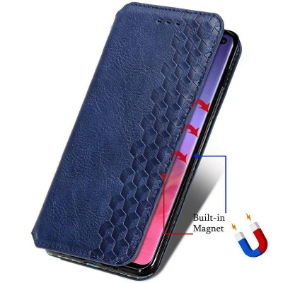Кожаный чехол книжка GETMAN Cubic (PU) для Xiaomi Redmi Note 9 4G / 9 Power / Redmi 9T Синий