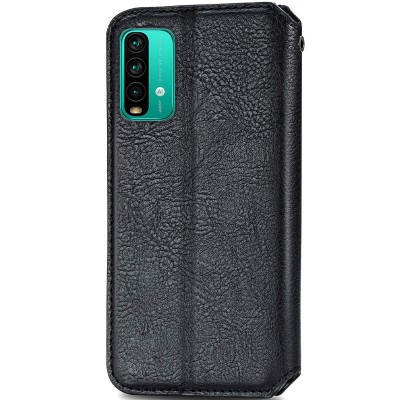 Кожаный чехол книжка GETMAN Cubic (PU) для Xiaomi Redmi Note 9 4G / 9 Power / Redmi 9T Черный
