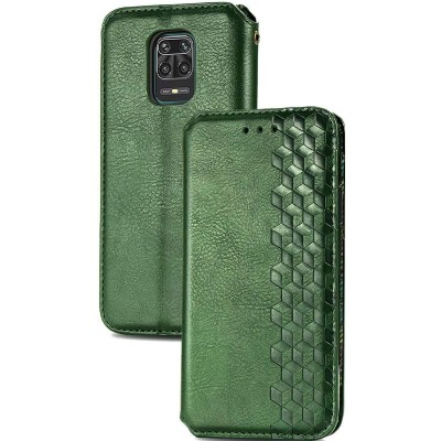 Кожаный чехол книжка GETMAN Cubic (PU) для Xiaomi Redmi Note 9s / Note 9 Pro / Note 9 Pro Max Зеленый
