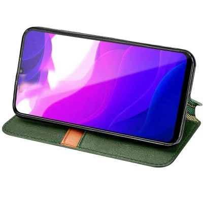 Кожаный чехол книжка GETMAN Cubic (PU) для Xiaomi Redmi Note 9s / Note 9 Pro / Note 9 Pro Max Зеленый