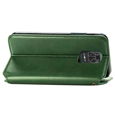 Кожаный чехол книжка GETMAN Cubic (PU) для Xiaomi Redmi Note 9s / Note 9 Pro / Note 9 Pro Max Зеленый