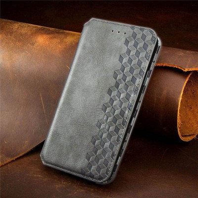 Кожаный чехол книжка GETMAN Cubic (PU) для ZTE Blade A5 (2020) Серый
