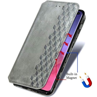 Кожаный чехол книжка GETMAN Cubic (PU) для ZTE Blade A7 Серый