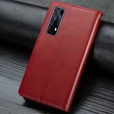 Кожаный чехол книжка GETMAN Gallant (PU) для Realme 7 Красный