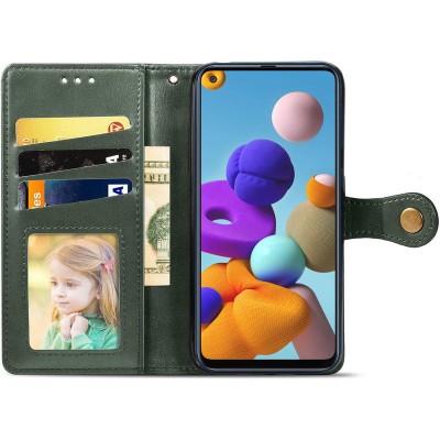 Кожаный чехол книжка GETMAN Gallant (PU) для Samsung Galaxy A21s Зеленый Кожаный чехол книжка GETMAN Gallant (PU) для Samsung Galaxy A21s Зеленый