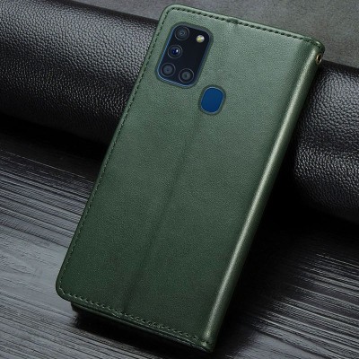 Кожаный чехол книжка GETMAN Gallant (PU) для Samsung Galaxy A21s Зеленый Кожаный чехол книжка GETMAN Gallant (PU) для Samsung Galaxy A21s Зеленый