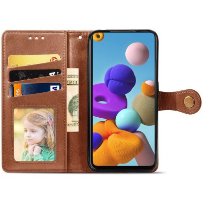 Кожаный чехол книжка GETMAN Gallant (PU) для Samsung Galaxy A21s Коричневый Кожаный чехол книжка GETMAN Gallant (PU) для Samsung Galaxy A21s Коричневый
