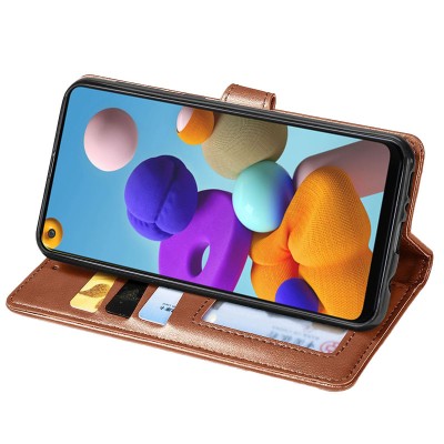 Кожаный чехол книжка GETMAN Gallant (PU) для Samsung Galaxy A21s Коричневый Кожаный чехол книжка GETMAN Gallant (PU) для Samsung Galaxy A21s Коричневый