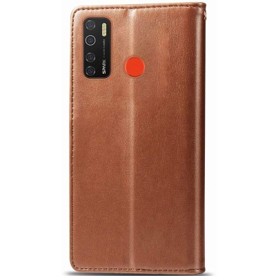 Кожаный чехол книжка GETMAN Gallant (PU) для TECNO Spark 5 Pro Коричневый