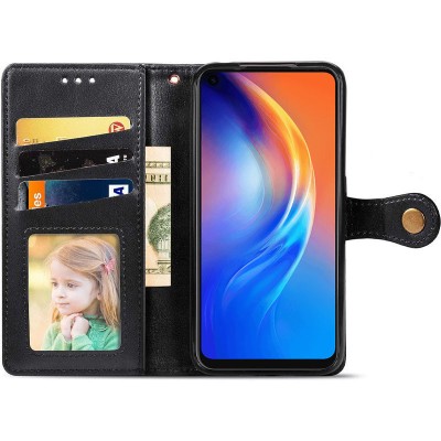 Кожаный чехол книжка GETMAN Gallant (PU) для TECNO Spark 5 Pro Черный