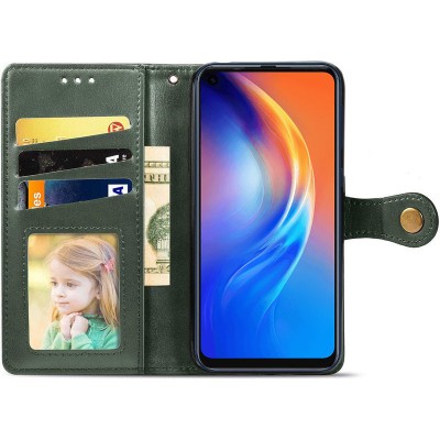 Кожаный чехол книжка GETMAN Gallant (PU) для TECNO Spark 6 Зеленый