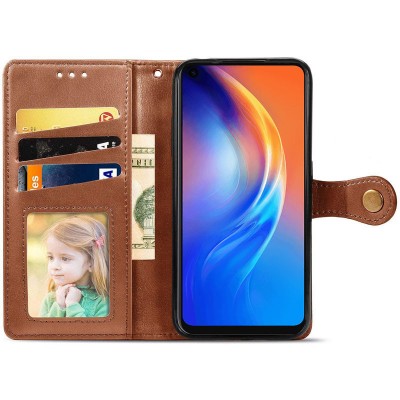 Кожаный чехол книжка GETMAN Gallant (PU) для TECNO Spark 6 Коричневый
