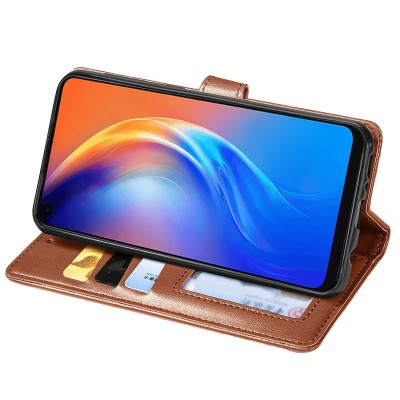 Кожаный чехол книжка GETMAN Gallant (PU) для TECNO Spark 6 Коричневый