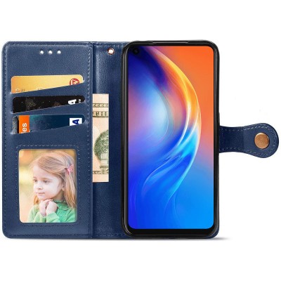 Кожаный чехол книжка GETMAN Gallant (PU) для TECNO Spark 6 Синий