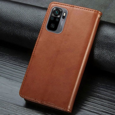 Кожаный чехол книжка GETMAN Gallant (PU) для Xiaomi Redmi Note 10 / Note 10s Коричневый