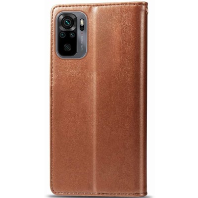 Кожаный чехол книжка GETMAN Gallant (PU) для Xiaomi Redmi Note 10 / Note 10s Коричневый