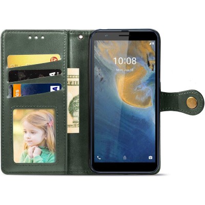 Кожаный чехол книжка GETMAN Gallant (PU) для ZTE Blade A31 Зеленый