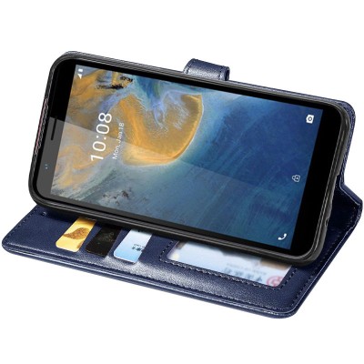 Кожаный чехол книжка GETMAN Gallant (PU) для ZTE Blade A31 Синий