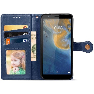 Кожаный чехол книжка GETMAN Gallant (PU) для ZTE Blade A31 Синий