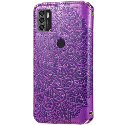 Кожаный чехол книжка GETMAN Mandala (PU) для ZTE Blade A7s (2020) Фиолетовый