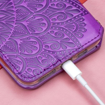 Кожаный чехол книжка GETMAN Mandala (PU) для ZTE Blade A7s (2020) Фиолетовый