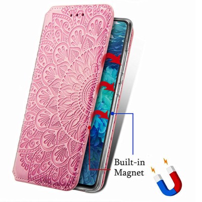 Кожаный чехол книжка GETMAN Mandala (PU) для ZTE Blade V2020 Smart Розовый
