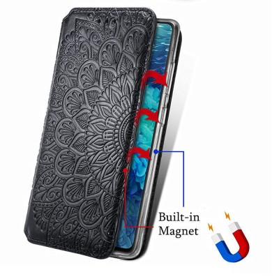 Кожаный чехол книжка GETMAN Mandala (PU) для ZTE Blade V2020 Smart Черный Кожаный чехол книжка GETMAN Mandala (PU) для ZTE Blade V2020 Smart Черный