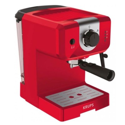 Кофеварка Krups рожковая Opio 1.5л, молотый, ручной капучинатор, подогрев чашек, красный (XP320530)
