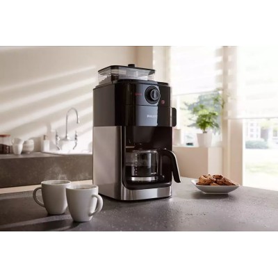 Кофеварка Philips капельная Grind & Brew, 1.2л, молотый+зерна, черно-металл (HD7767/00)