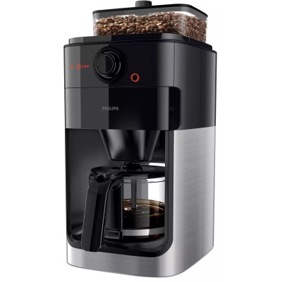 Кофеварка Philips капельная Grind & Brew, 1.2л, молотый+зерна, черно-металл (HD7767/00)