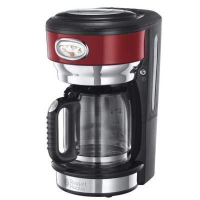 Купити Кофеварка Russell Hobbs капельная Retro, 1,25л, молотый, ретро шкала, красно-черный (21700-56)