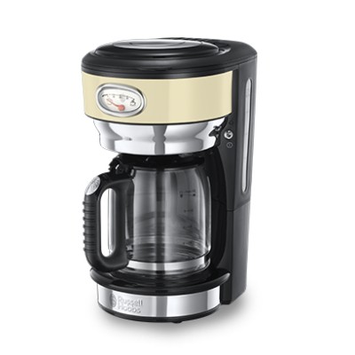 Купити Кофеварка Russell Hobbs капельная Retro, 1.25л, молотый, ретро шкала, черно-бежевый (21702-56)