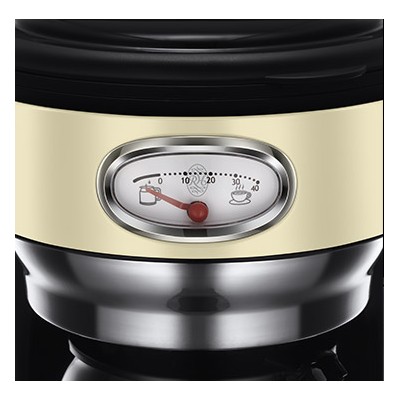 Купити Кофеварка Russell Hobbs капельная Retro, 1.25л, молотый, ретро шкала, черно-бежевый (21702-56)