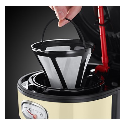 Купити Кофеварка Russell Hobbs капельная Retro, 1.25л, молотый, ретро шкала, черно-бежевый (21702-56)
