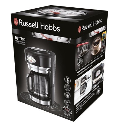 Купити Кофеварка Russell Hobbs капельная Retro, 1.25л, молотый, ретро шкала, черный (21701-56)