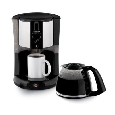 Кофеварка Tefal капельная Subito Mug 1.25л, молотый, черно-серебристый (CM290838)