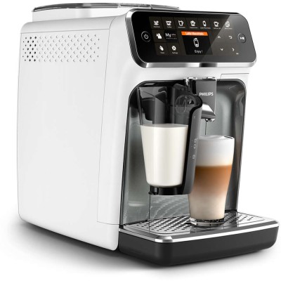 Купити Кофемашина Philips Series 4300 1.8л, зерно + молоко, автомат.капучинатор, авторецептов - 8, белый (EP4343/70)