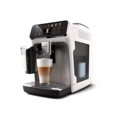 Купити Кофемашина Philips Series 4400 LatteGo, 1.8л, зерно+мол., автомат.капуч, дисплей, авторецептов -12, бело-серебристый (EP4