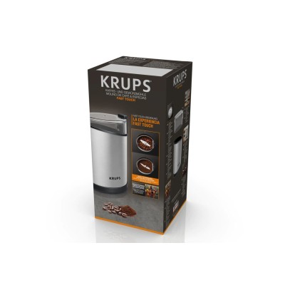 Кофемолка Krups роторная 200Вт, объем зерен-85г, пластик/металл, черный (GX204D10)