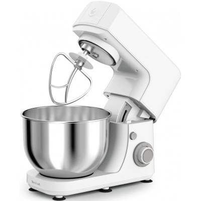 Кухонная машина Tefal Masterchef Essential 800Вт, чаша-металл, корпус-металл/пластик, насадок-4, белый (QB150138)