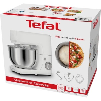 Кухонная машина Tefal Masterchef Essential 800Вт, чаша-металл, корпус-металл/пластик, насадок-4, белый (QB150138)