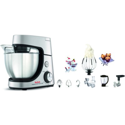 Купити Кухонная машина Tefal Masterchef Gourmet 1100Вт, чаша-металл, корпус-пластик, насадок-6, серый (QB516D38)