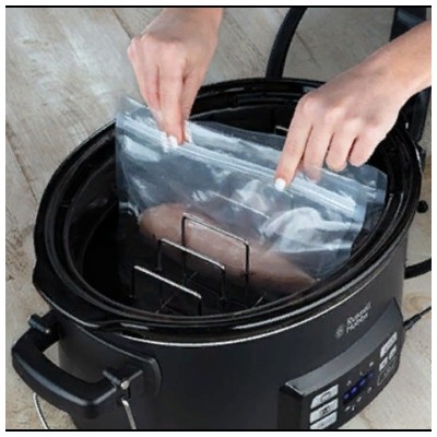 Медленноварка Russell Hobbs SouseVide, 350Вт, чаша-6.5л, электронное управл., 2 щупа, вакуум, нерж. 