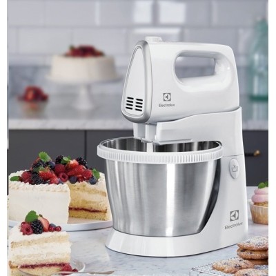 Миксер Electrolux стационарный 450Вт, насадки-4, чаша-металл, 3.5л, белый (ESM3300)