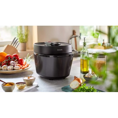 Мультиварка-скороварка Philips All-in-One Cooker, 1000Вт, чаша-5л, электронное управл., пластик, черный (HD2151/40)