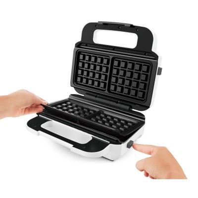 Мультимейкер Tefal Snack XL 850Вт, тефлон, 3 пластины, корпус-пластик, бело-черный (SW701110)