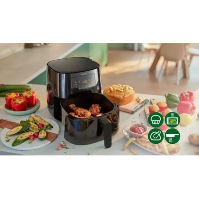 Купити Мультипечь PHILIPS Ovi Essential XL, 2000Вт, чаша-6,2л, сенсорное, пластик, черный (HD9270/90)