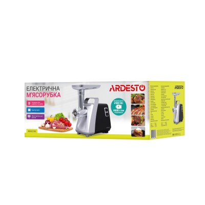 Мясорубка Ardesto MGK-2100 - 2100 Вт/2,0кг-мин/4 терки/томат. соковыж./бургер-пресс/серебр.+ черн. 