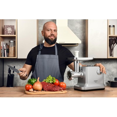 Мясорубка Ardesto, 2200Вт, призв. -2кг/мин, 2 решетки + для колбас., кеббе, 3 терки, металл, серебристый (MGL-3580D)